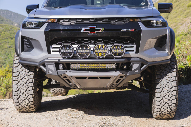 Chevrolet Colorado ZR2 Front Bumper - DV8 Offroad - Tube with Skid Plates - Micro-Texture Black with Gray Accents - `23-`26